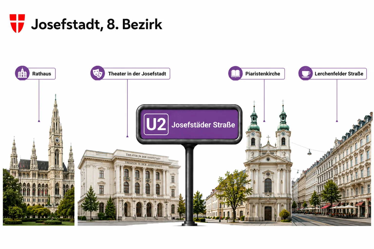 Josefstadt Wien, 8. Bezirk rund um Josefstädter Straße und Theater in der Josefstadt